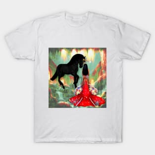 Magical Mermaid and Magical Black Unicorn T-Shirt